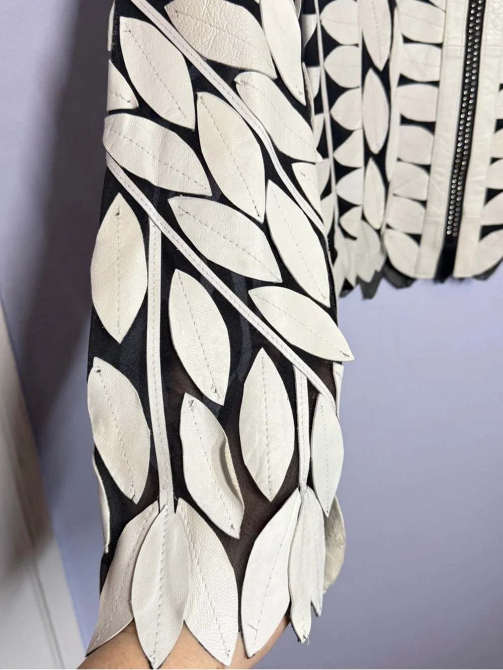 Vintage Leather 9000 jacket with white leather petals size XL - Picture 5 of 10
